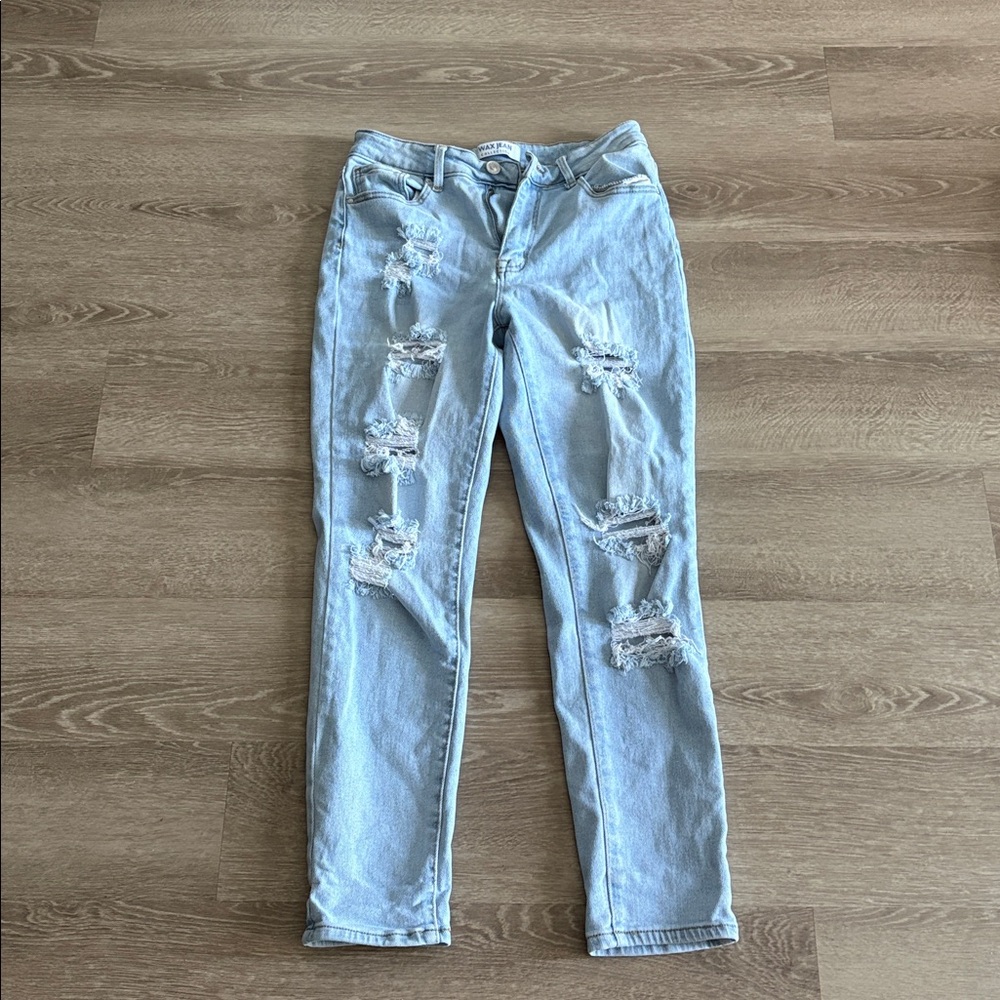Wax Jean Light Wash Distressed Skinny Jeans